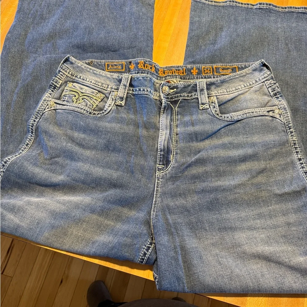 Women’s Rock revival Baggy Blue Jeans - Picture 2 of 8